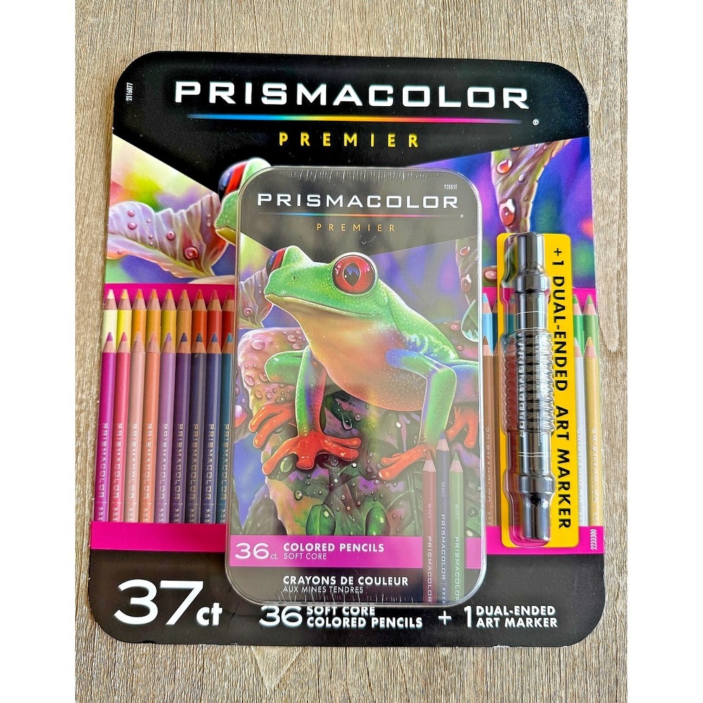 Prismacolor Premier 37ct Colored Pencils Set 36 + Marker Tin NEW Sealed